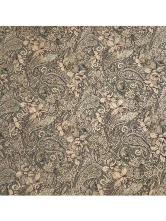 Other - Floral Daffodil Paisley Upholstery Fabric Beige Green Tapestry 7 Yards 57 Inches